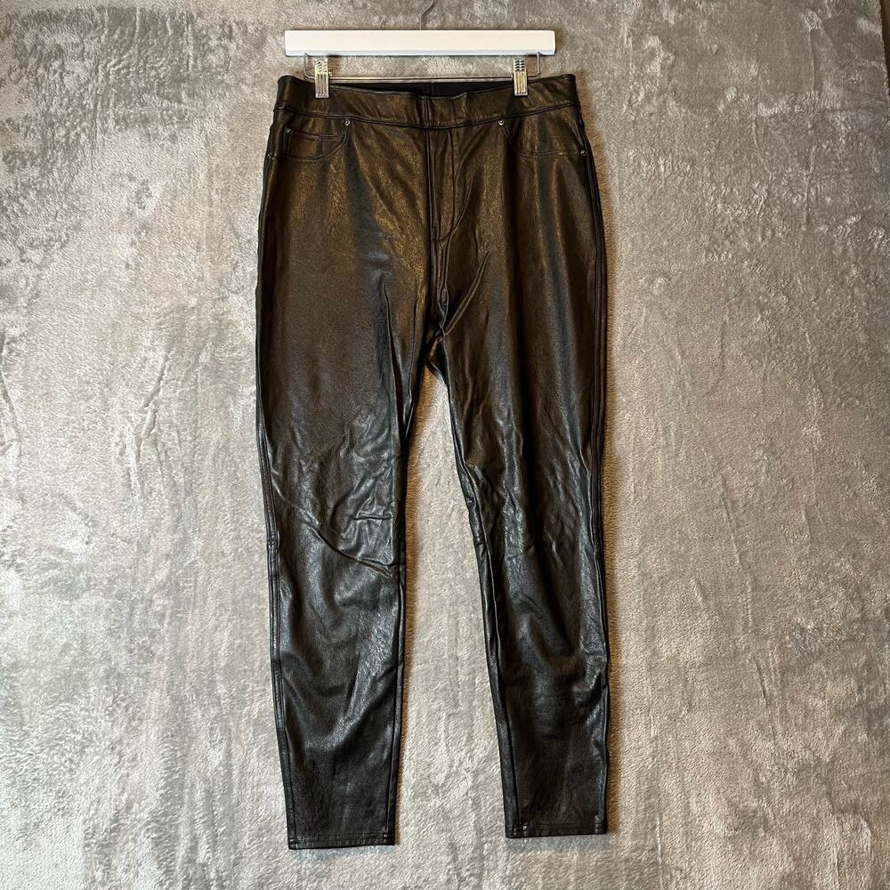 Spanx Leather-Like‎ Ankle Skinny Pants Sz Large Black